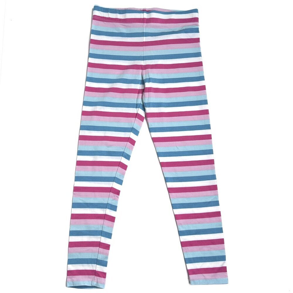 Tommy Bahama Girls' Leggings White Pink Teal Stripes Size M (7/8)